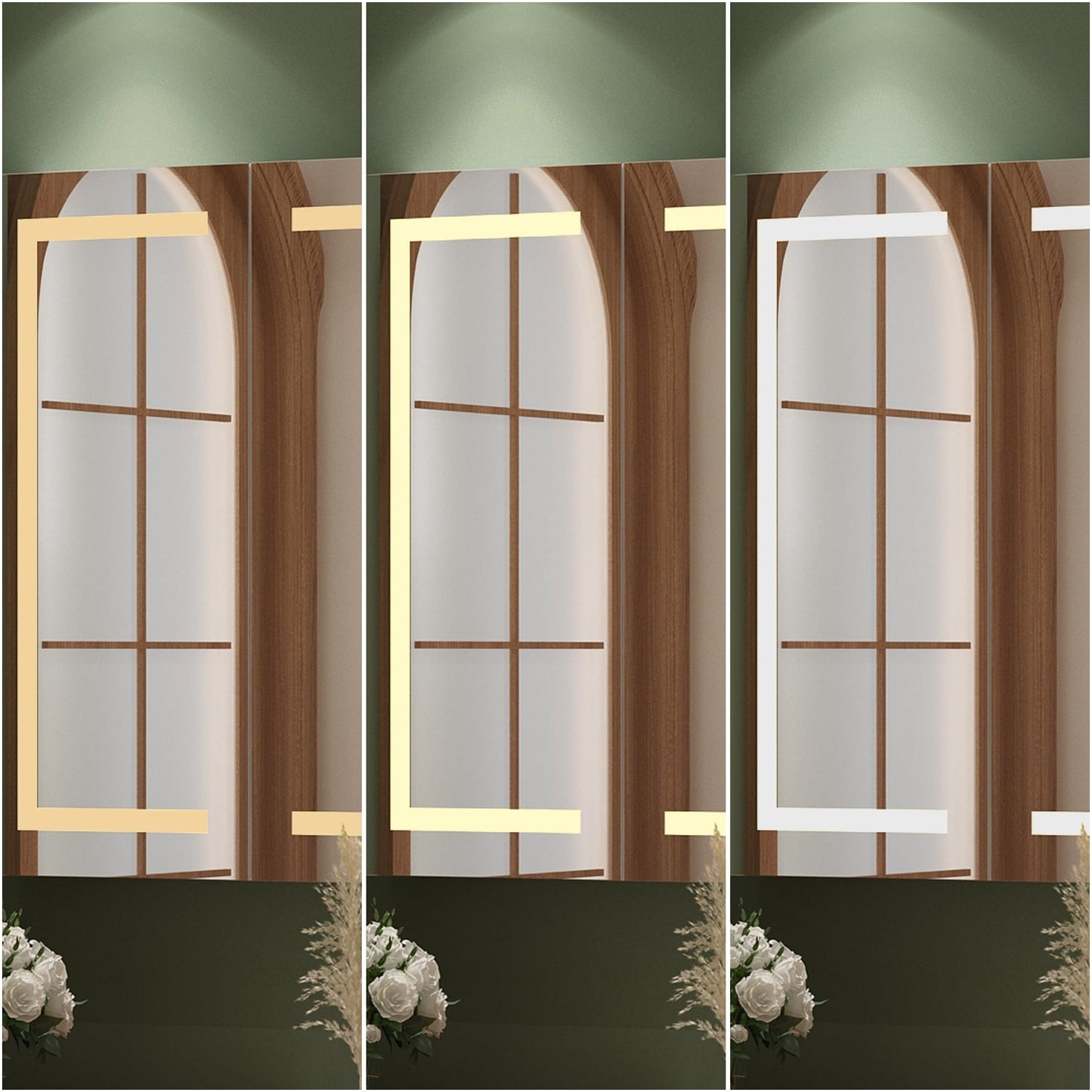 Mobiletto per medicinali da bagno con specchio LED antiappannamento 6000K, mobiletto da parete bianco