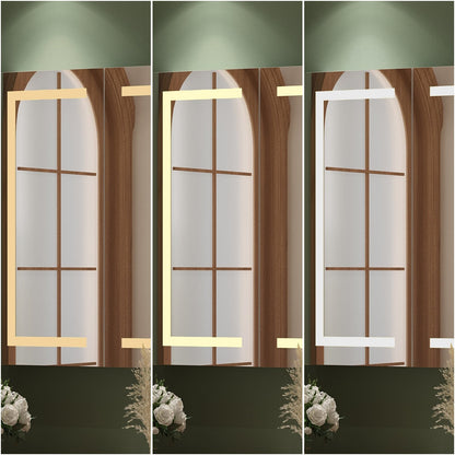 Mobiletto per medicinali da bagno con specchio LED antiappannamento 6000K, mobiletto da parete bianco