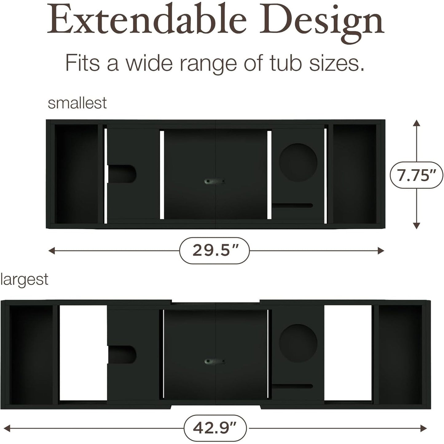 Vassoio per vasca da bagno in bambù - Vassoio espandibile per vasca, porta libri e tablet - Tavolo da bagno, vassoio per vasca, portaoggetti per vasca, design pieghevole