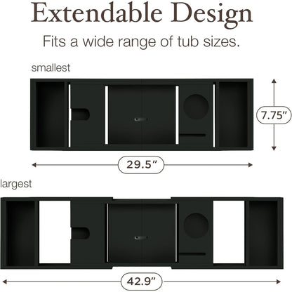 Vassoio per vasca da bagno in bambù - Vassoio espandibile per vasca, porta libri e tablet - Tavolo da bagno, vassoio per vasca, portaoggetti per vasca, design pieghevole