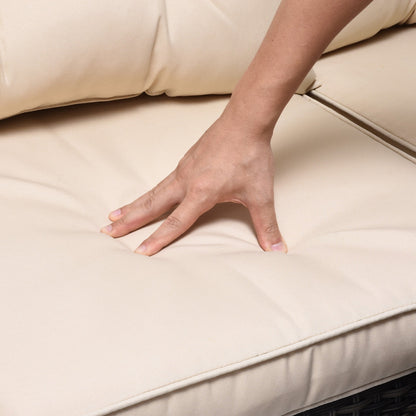 Moasis, set da conversazione con divano componibile in vimini, 7 pezzi, per esterni, patio, con tavolino e cuscini