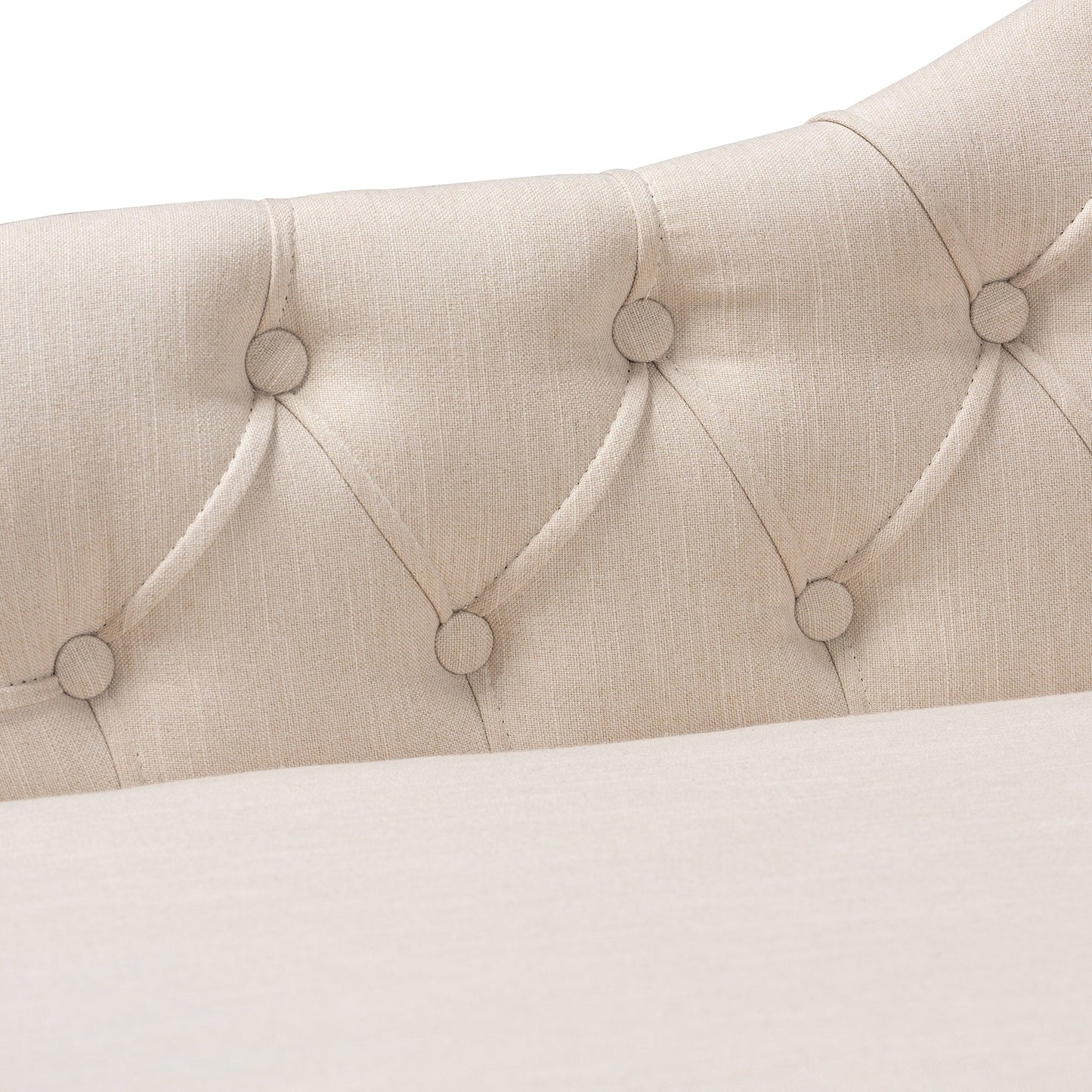 Chaise longue in legno di rovere con rivestimento in tessuto Emeline di Baxton Studio