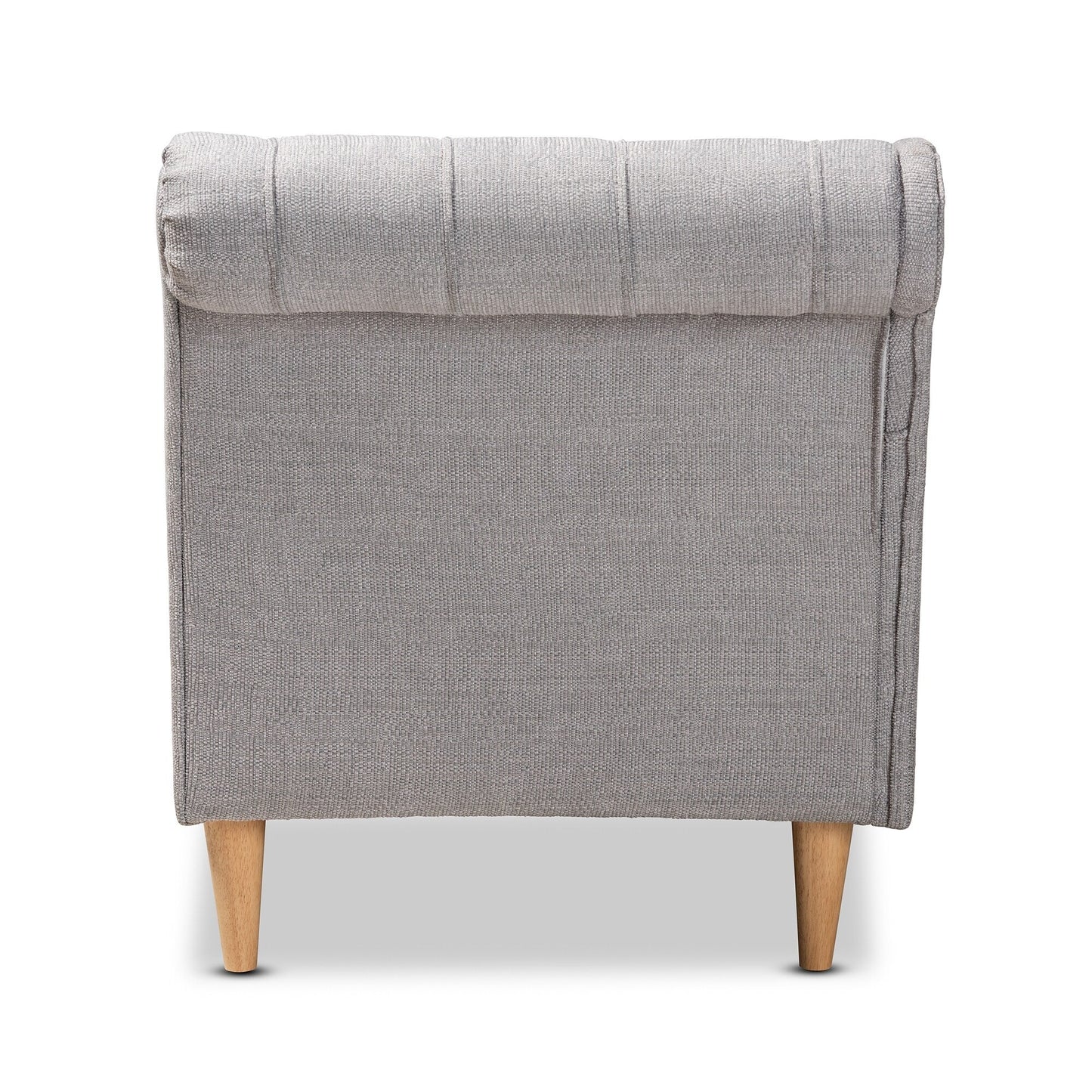 Chaise longue in legno di rovere con rivestimento in tessuto Emeline di Baxton Studio