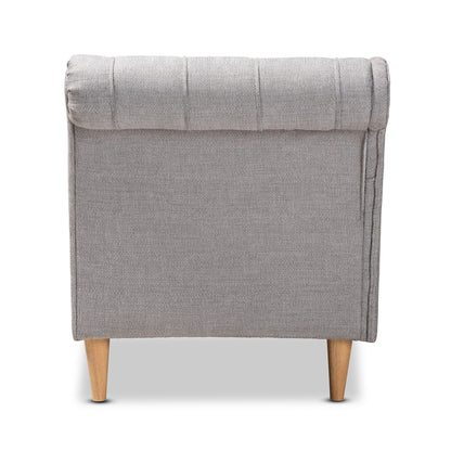 Chaise longue in legno di rovere con rivestimento in tessuto Emeline di Baxton Studio