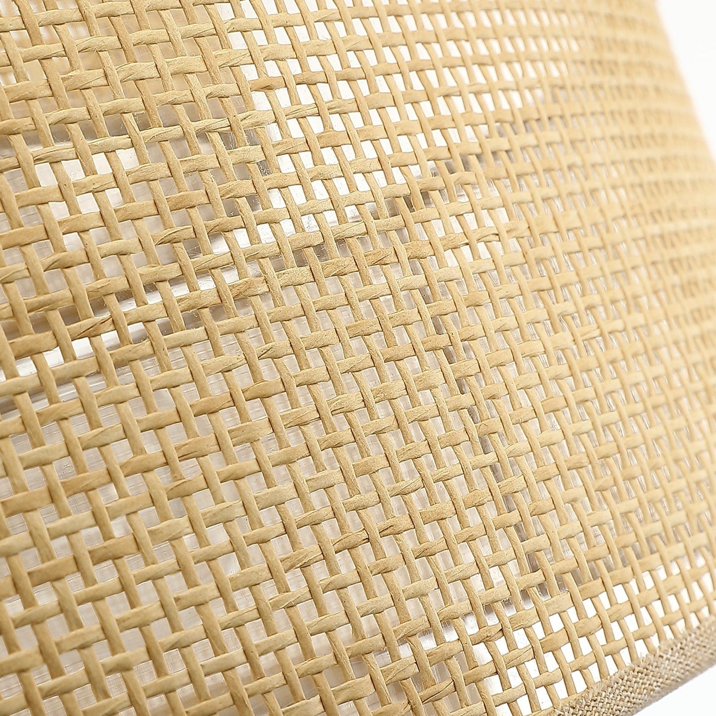 Lampadario Bayou a tamburo costiero nero a 5 luci con doppio paralume in rattan - 24''W