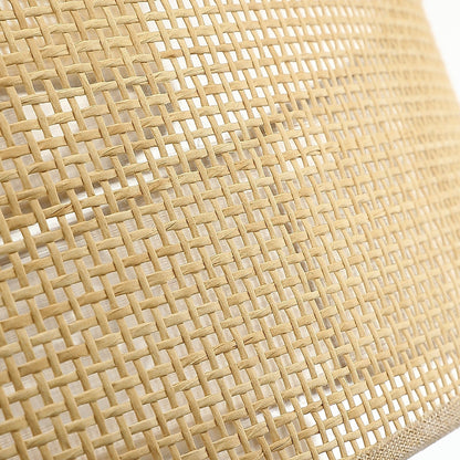 Lampadario Bayou a tamburo costiero nero a 5 luci con doppio paralume in rattan - 24''W