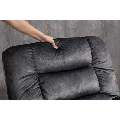 Poltrona reclinabile elettrica Beacon Grey Oversize in ciniglia con massaggio a 8 punti e riscaldamento lombare