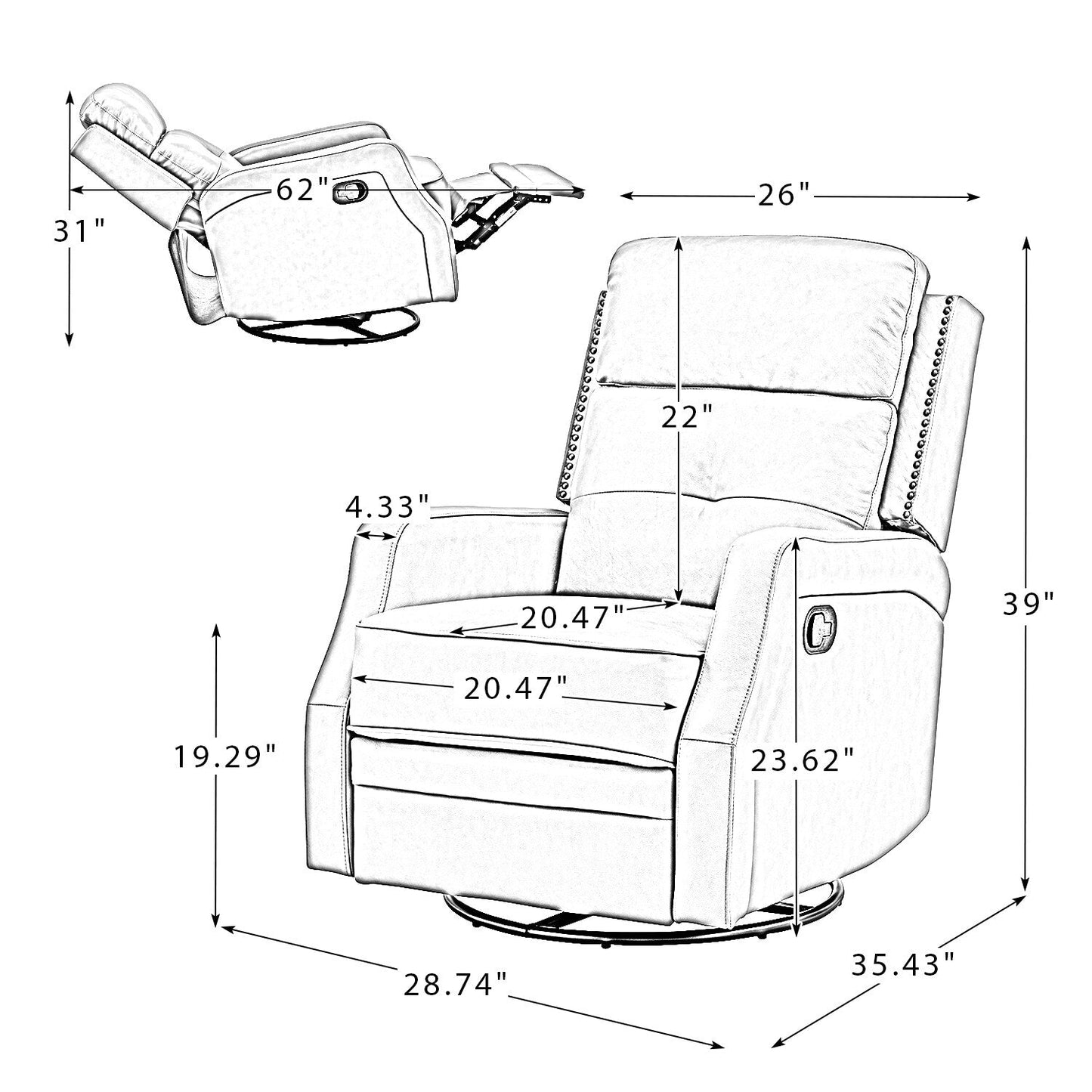 Set di 2 poltrone reclinabili Beatriz per soggiorno con base in metallo