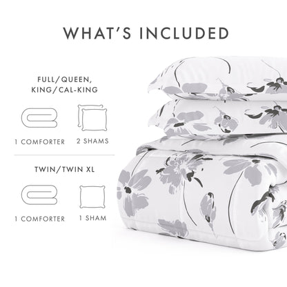 Set copripiumino Becky Cameron Premium Magnolia Grey con fantasia