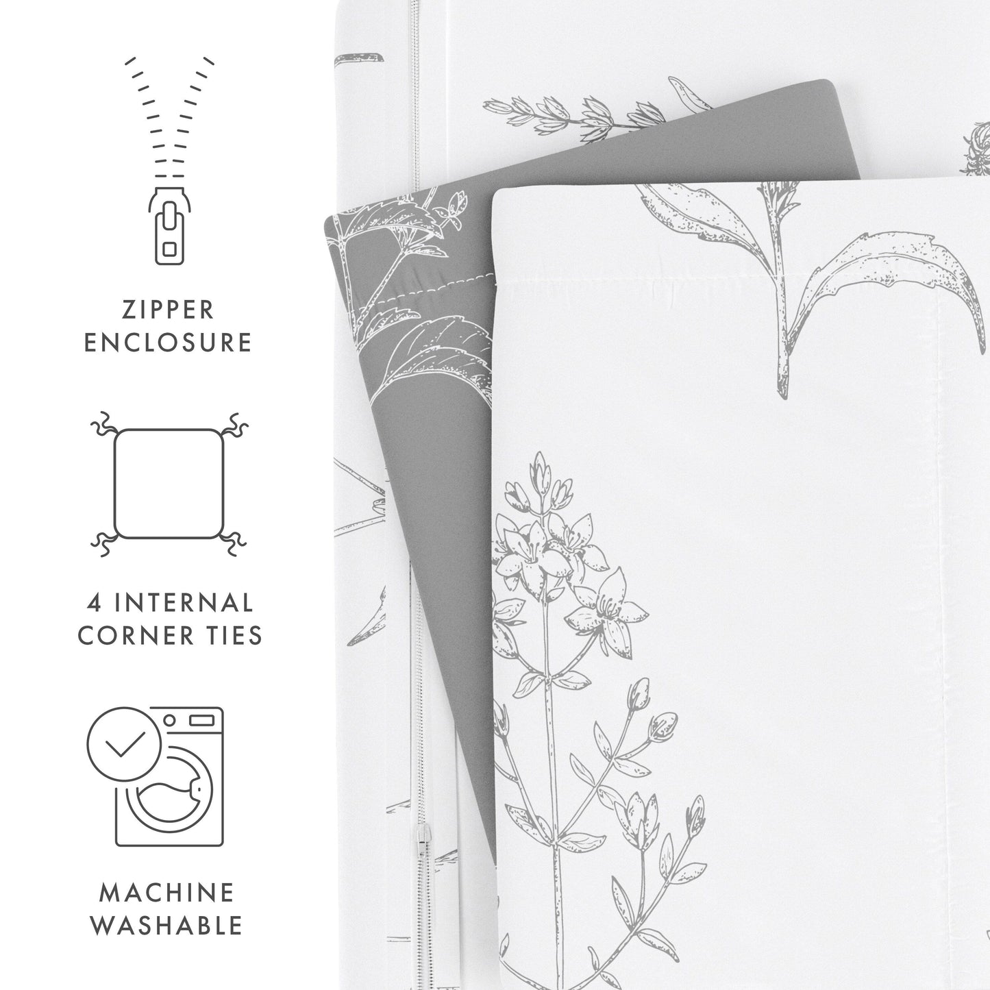 Set copripiumino reversibile Becky Cameron Ultra Soft Botany Floral, 3 pezzi