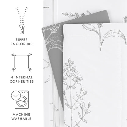 Set copripiumino reversibile Becky Cameron Ultra Soft Botany Floral, 3 pezzi