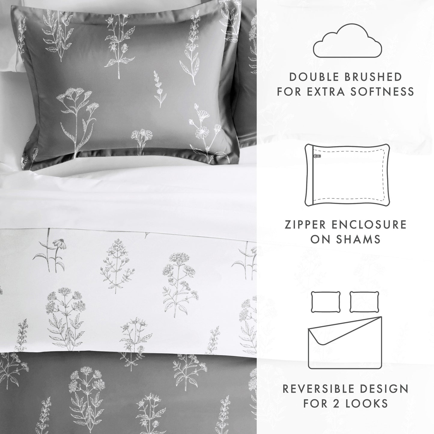 Set copripiumino reversibile Becky Cameron Ultra Soft Botany Floral, 3 pezzi