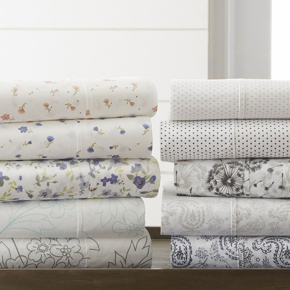 Set di lenzuola con tasca profonda, 4 pezzi, stampate e doppia spazzolatura di Becky Cameron