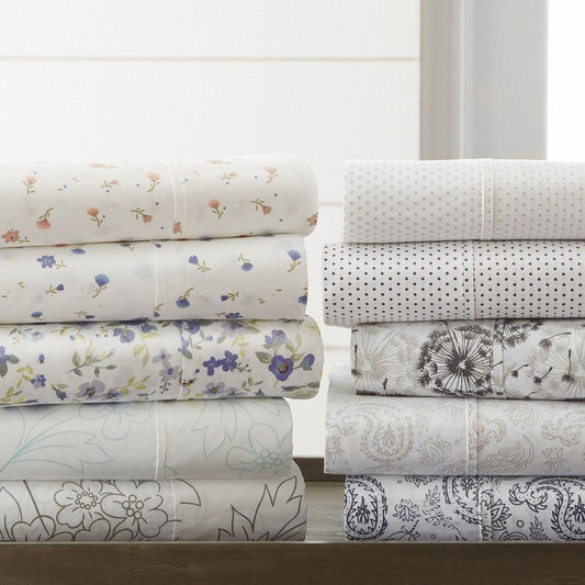 Set di lenzuola con tasca profonda, 4 pezzi, stampate e doppia spazzolatura di Becky Cameron