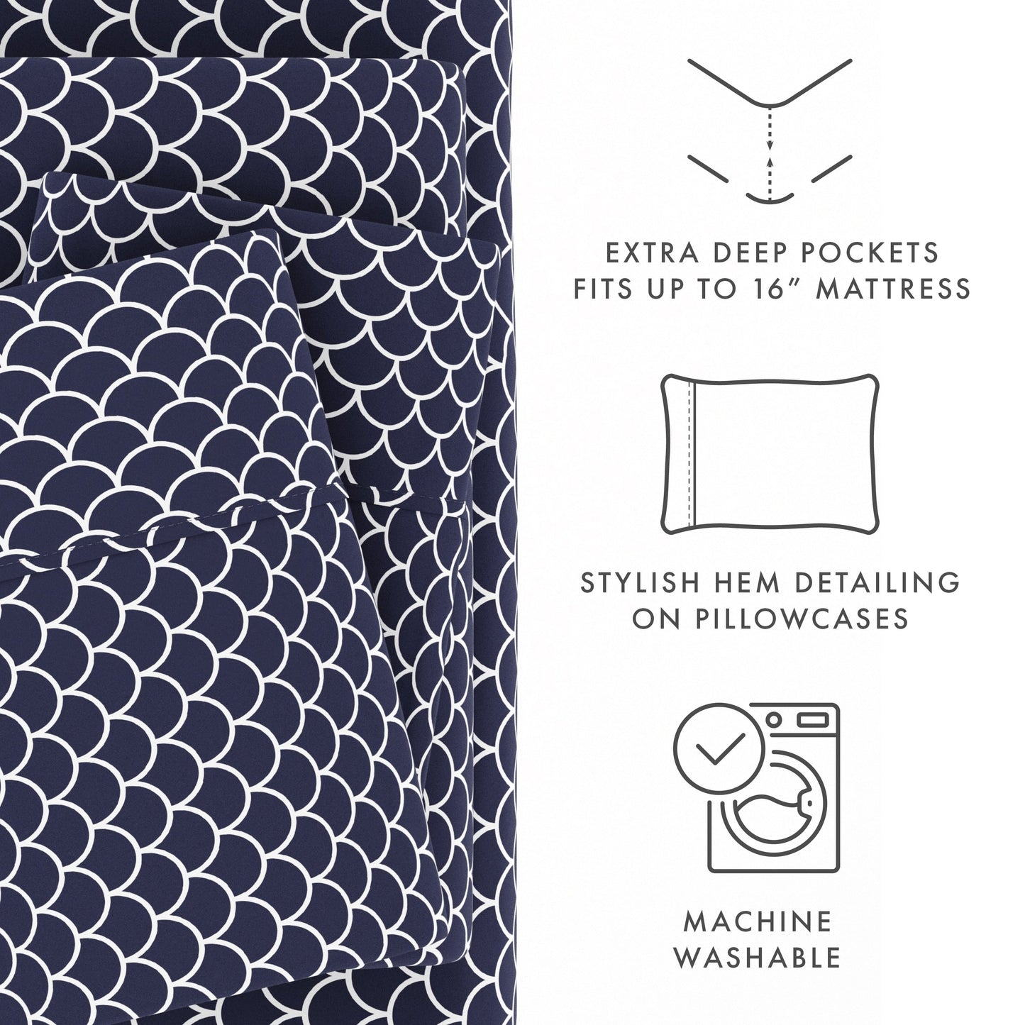 Set di lenzuola con tasche profonde, 4 pezzi, stampate e ultra morbide di Becky Cameron