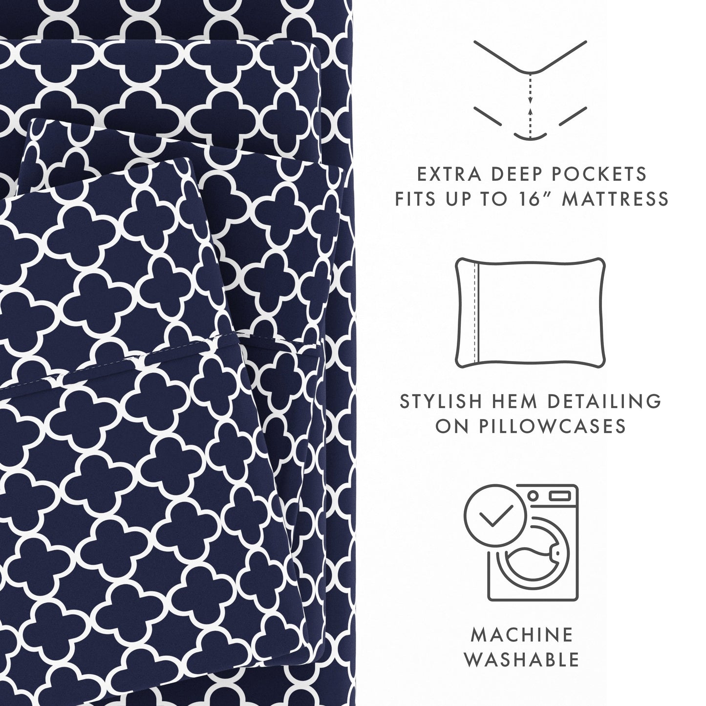 Set di lenzuola con tasche profonde, 4 pezzi, stampate e ultra morbide di Becky Cameron