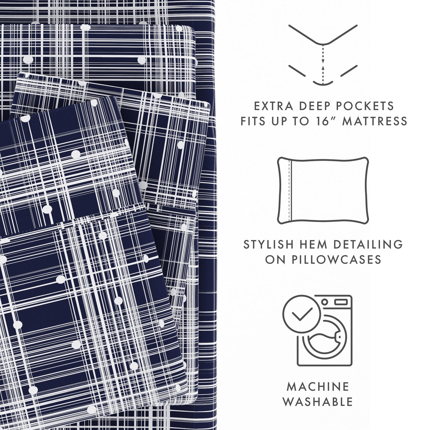 Set di lenzuola con tasche profonde, 4 pezzi, stampate e ultra morbide di Becky Cameron