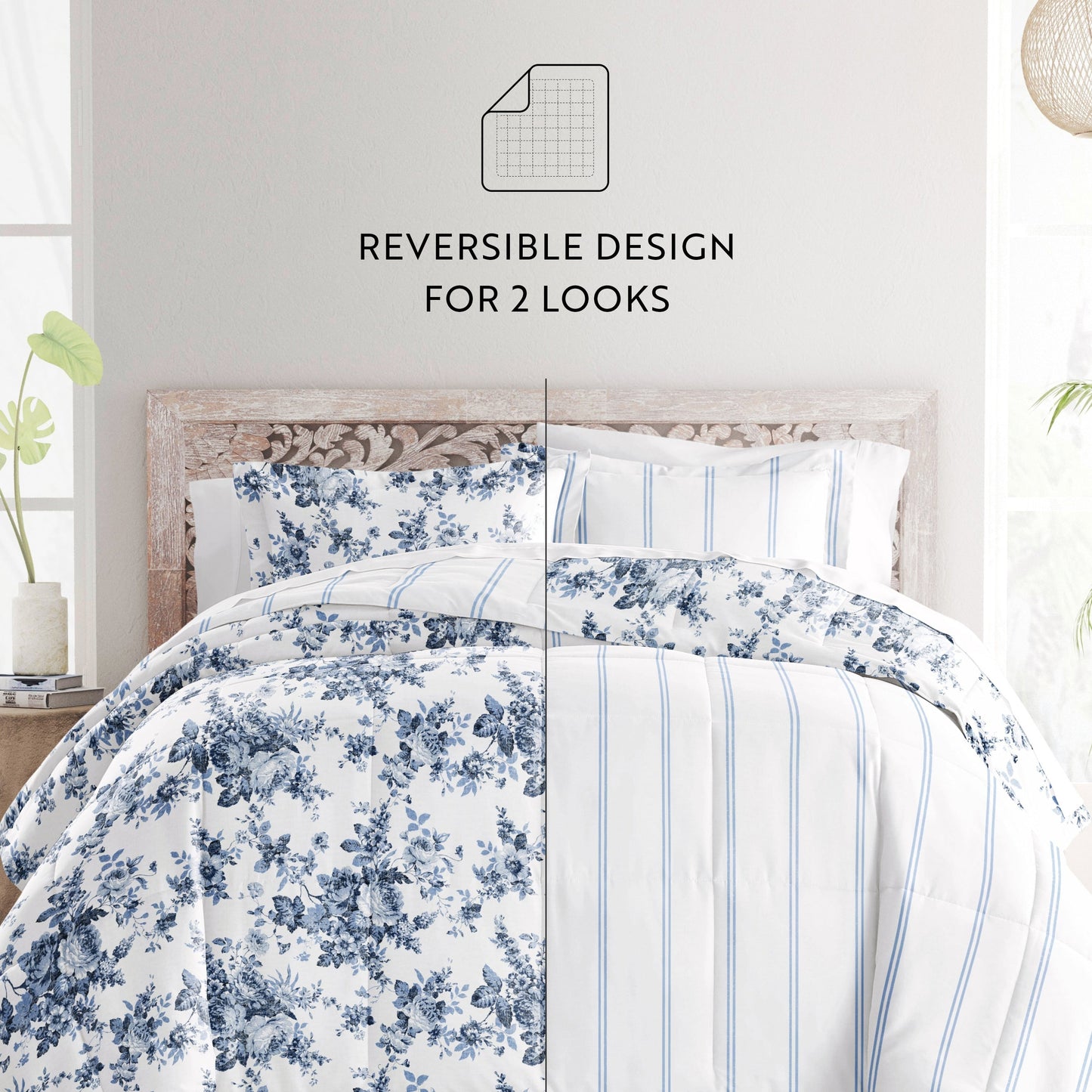 Set copripiumino reversibile con motivo a rose di cavolo di Becky Cameron