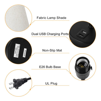 Set di 2 lampade da comodino con porte USB - 2 pezzi