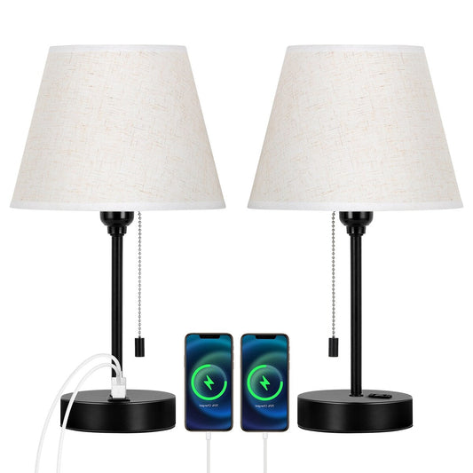 Set di 2 lampade da comodino con porte USB - 2 pezzi
