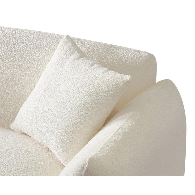 Divano in tessuto bouclé beige da 102,36'' con cuscini e cuscino spesso