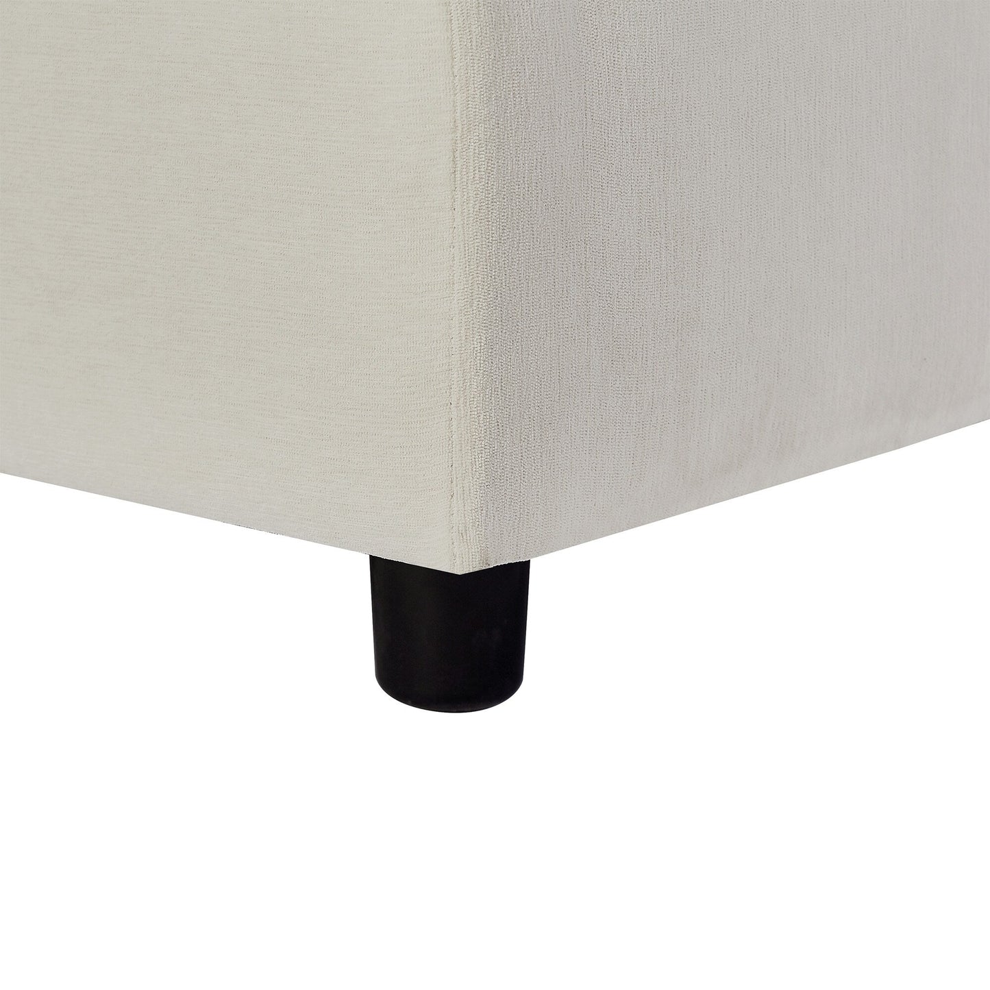 Divano componibile beige a L da 102,4'' in poliestere con pouf reversibile, cuscini morbidi e robusta base in plastica