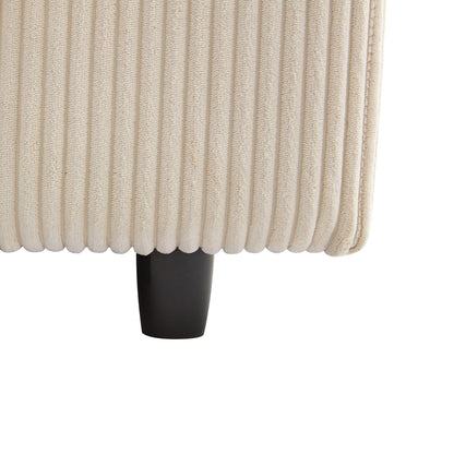 Divano a 3 posti imbottito in velluto a coste beige 105 con cuscini posteriori rimovibili e 5 cuscini per soggiorno