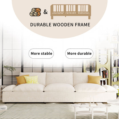 Divano beige 119,5 in poliestere a 3 posti con 2 contenitori e gambe in legno di gomma per soggiorno