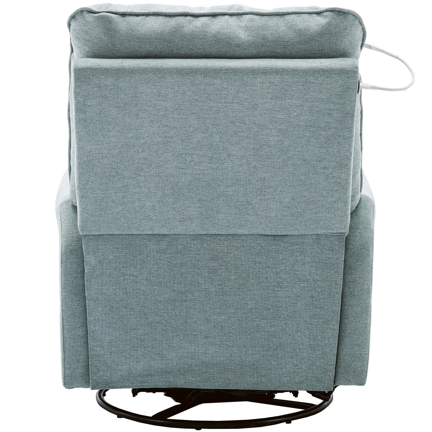 Poltrona reclinabile beige girevole a 270° con porte USB, base basculante, tasca laterale e lampada touch per soggiorno o camera da letto