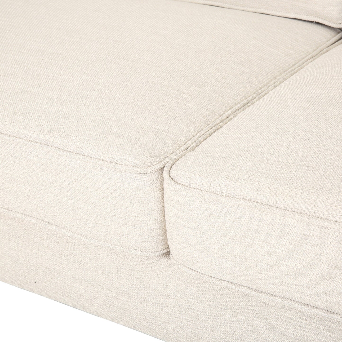 Divano beige a 3 posti con gambe in legno di betulla e cuscini laterali