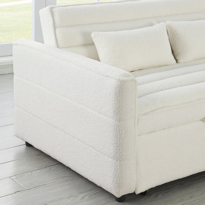 Divano letto trasformabile in divano letto Boucle beige 55.12 con schienale regolabile e 2 cuscini per la vita per il soggiorno