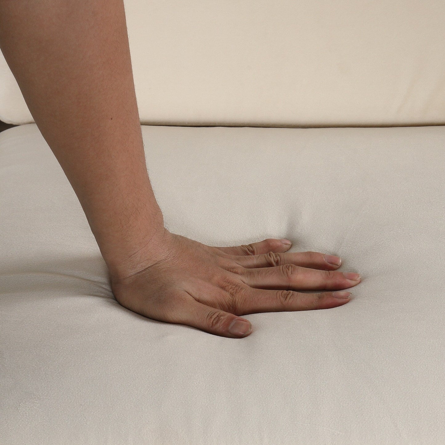 Divano letto estraibile 2 in 1 in velluto beige da 57,4 pollici con materasso singolo di alta qualità e due porte USB