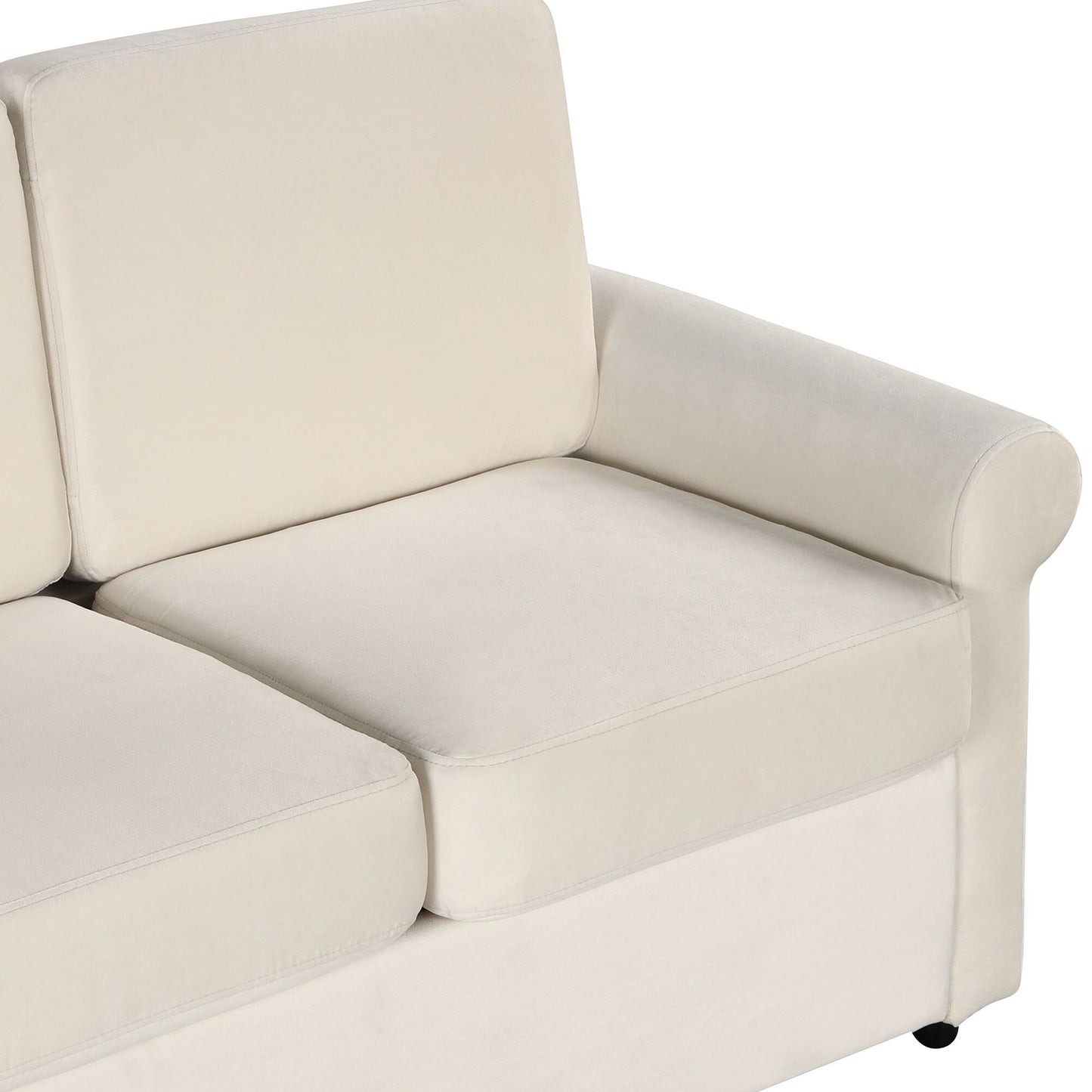 Divano letto estraibile 2 in 1 in velluto beige da 57,4 pollici con materasso singolo di alta qualità e due porte USB