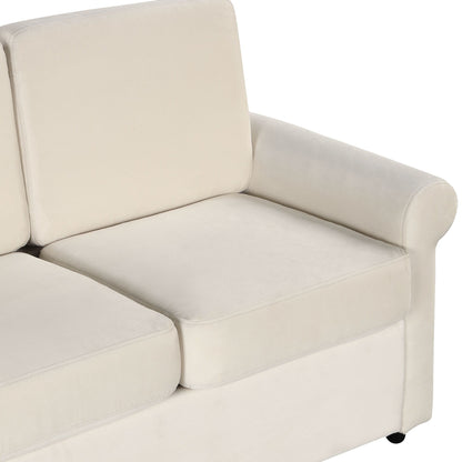 Divano letto estraibile 2 in 1 in velluto beige da 57,4 pollici con materasso singolo di alta qualità e due porte USB