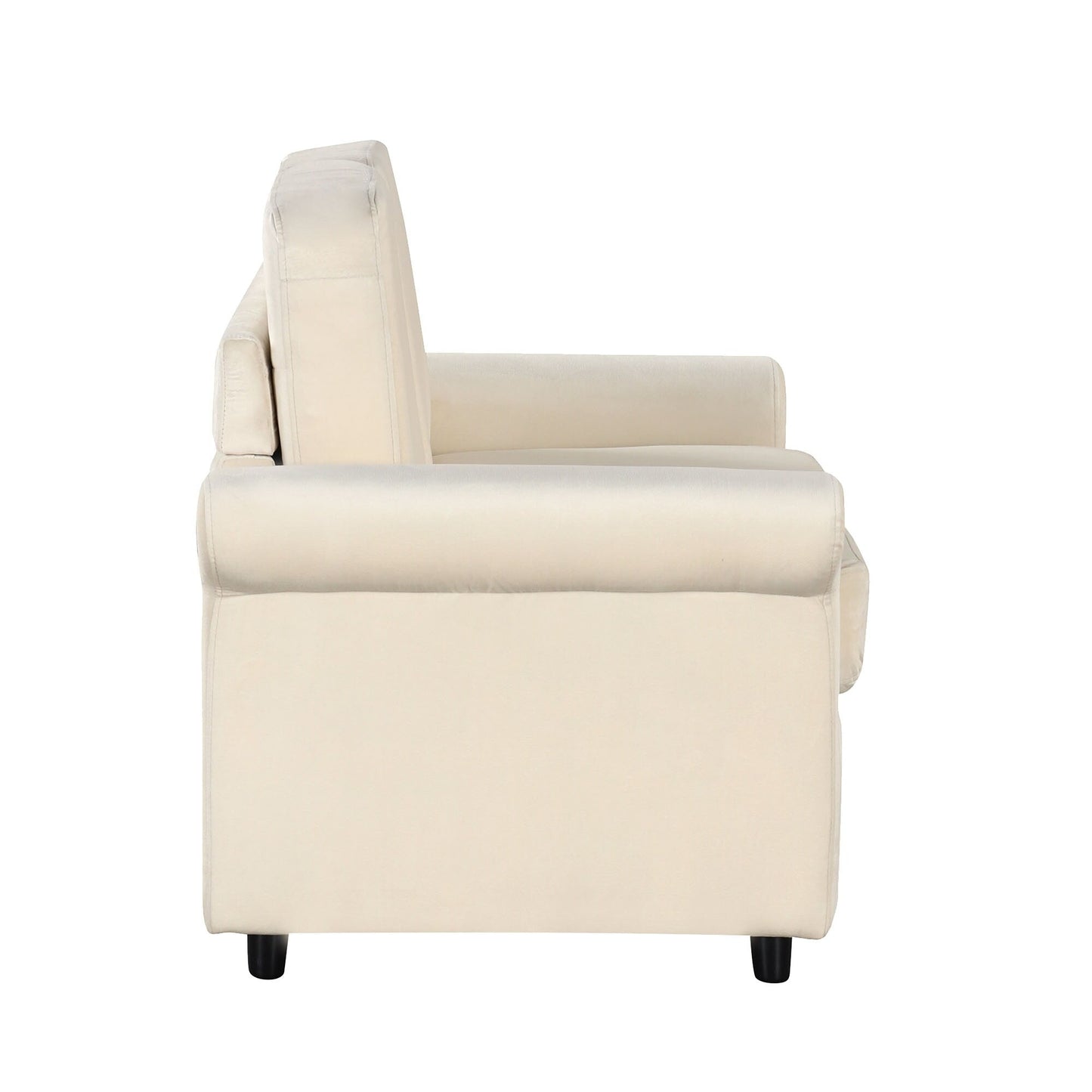 Divano letto estraibile 2 in 1 in velluto beige da 57,4 pollici con materasso singolo di alta qualità e due porte USB