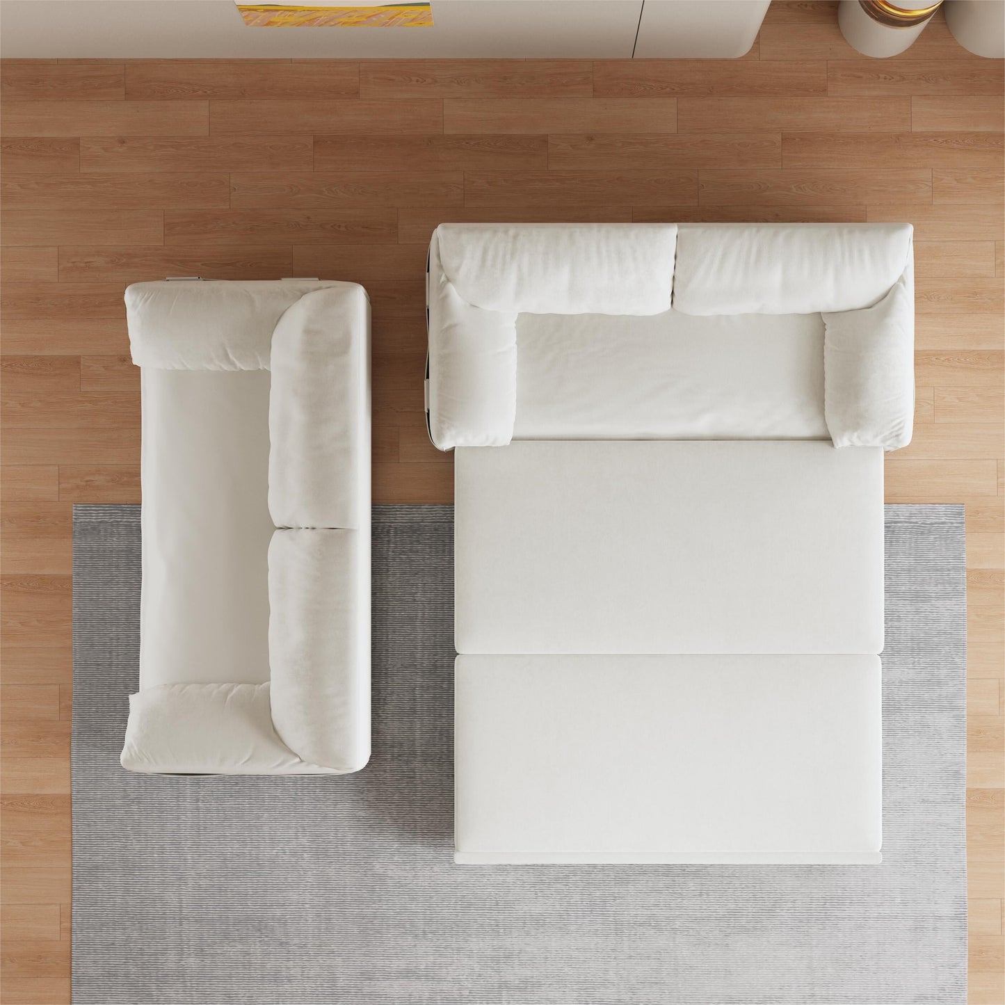 Divano letto estraibile 3 in 1 in velluto beige da 63,8 pollici con contenitore laterale per soggiorno