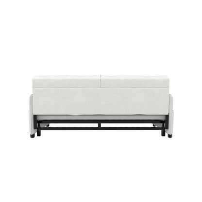 Divano letto estraibile 3 in 1 in velluto beige da 63,8 pollici con contenitore laterale per soggiorno