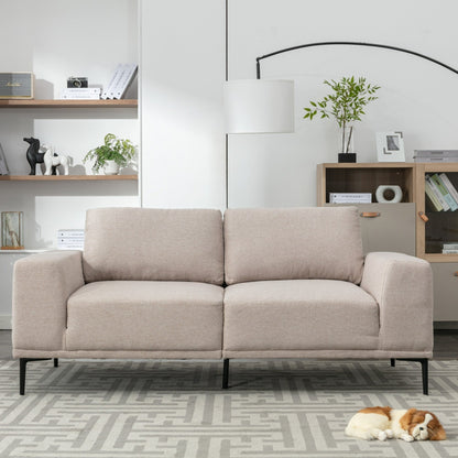 Divano a due posti in tessuto beige da 74,8'' con cuscini rimovibili, gambe in metallo e braccioli quadrati contemporanei