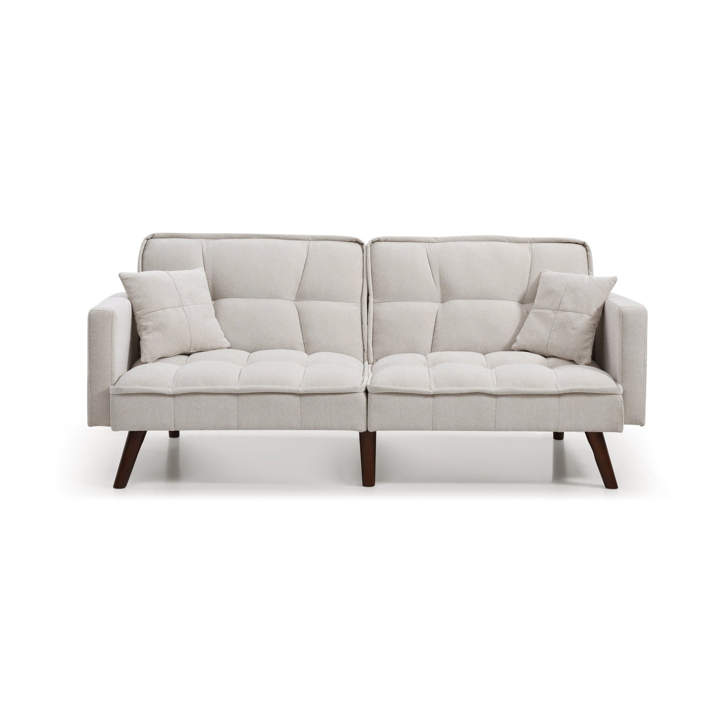 Divano letto a due posti in ciniglia beige da 75,6 pollici con porta di ricarica USB e schienale regolabile per soggiorno