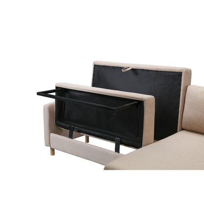Divano letto componibile a L imbottito beige da 79,5'' con chaise longue, letto estraibile e morbidi cuscini