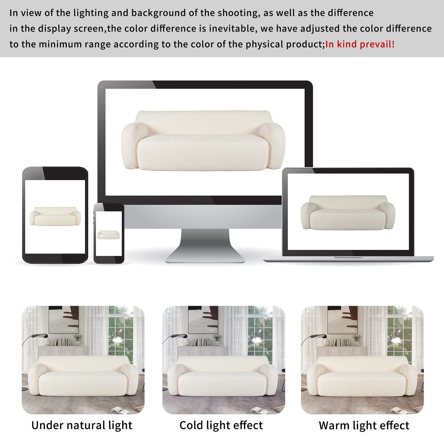 Divano a 3 posti Beige 81.5 Minimalist Compression con sedute ampie e imbottitura in schiuma ad alta densità per soggiorni