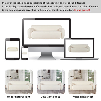 Divano a 3 posti Beige 81.5 Minimalist Compression con sedute ampie e imbottitura in schiuma ad alta densità per soggiorni