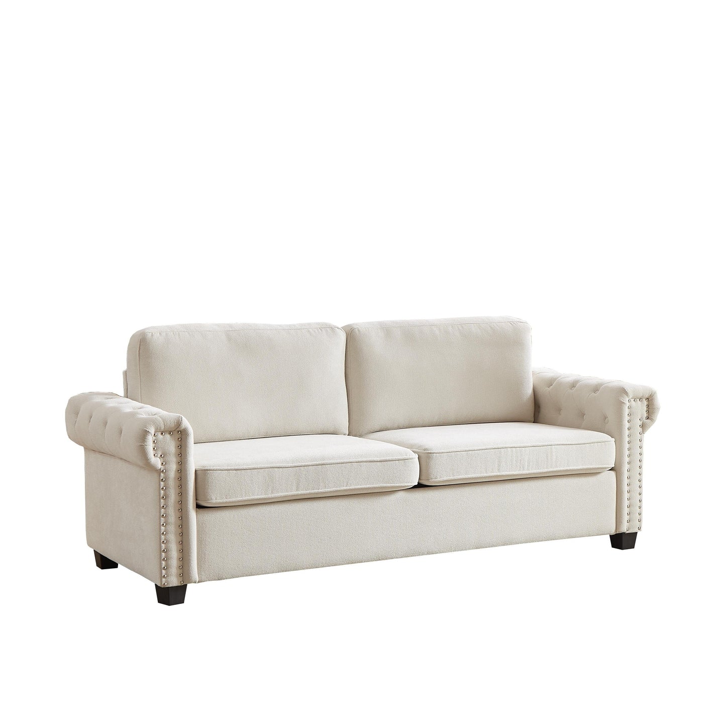 Divano letto trasformabile 2 in 1 in poliestere beige 83,8 con 3 posti e materasso pieghevole per soggiorno