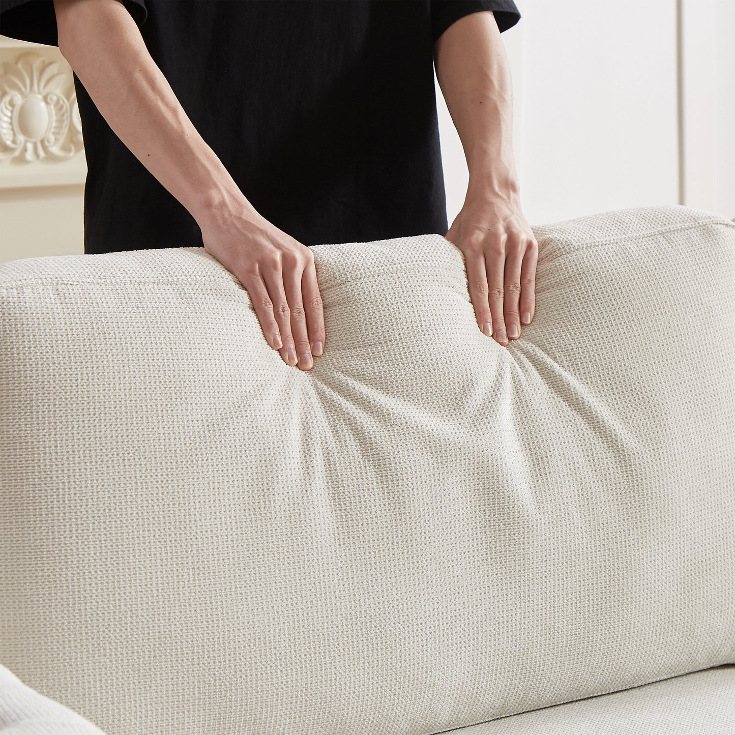 Divano letto trasformabile 2 in 1 in poliestere beige 83,8 con 3 posti e materasso pieghevole per soggiorno