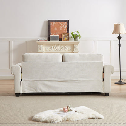 Divano letto trasformabile 2 in 1 in poliestere beige 83,8 con 3 posti e materasso pieghevole per soggiorno