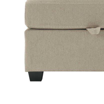 Divano componibile modulare beige da 87,9'' a 3 posti con pouf, schienali e braccioli regolabili, sedili contenitore e cuscini spessi