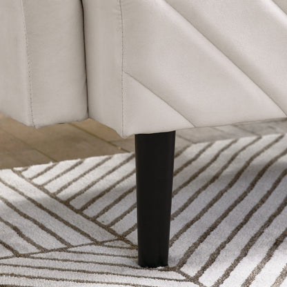 Divano letto futon trasformabile in velluto beige 87 con braccioli regolabili per soggiorno