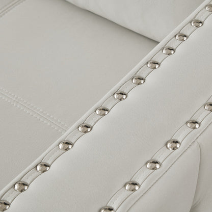 Divano letto convertibile beige da 88'' in microfibra a 3 posti con chaise longue contenitore e funzione letto estraibile