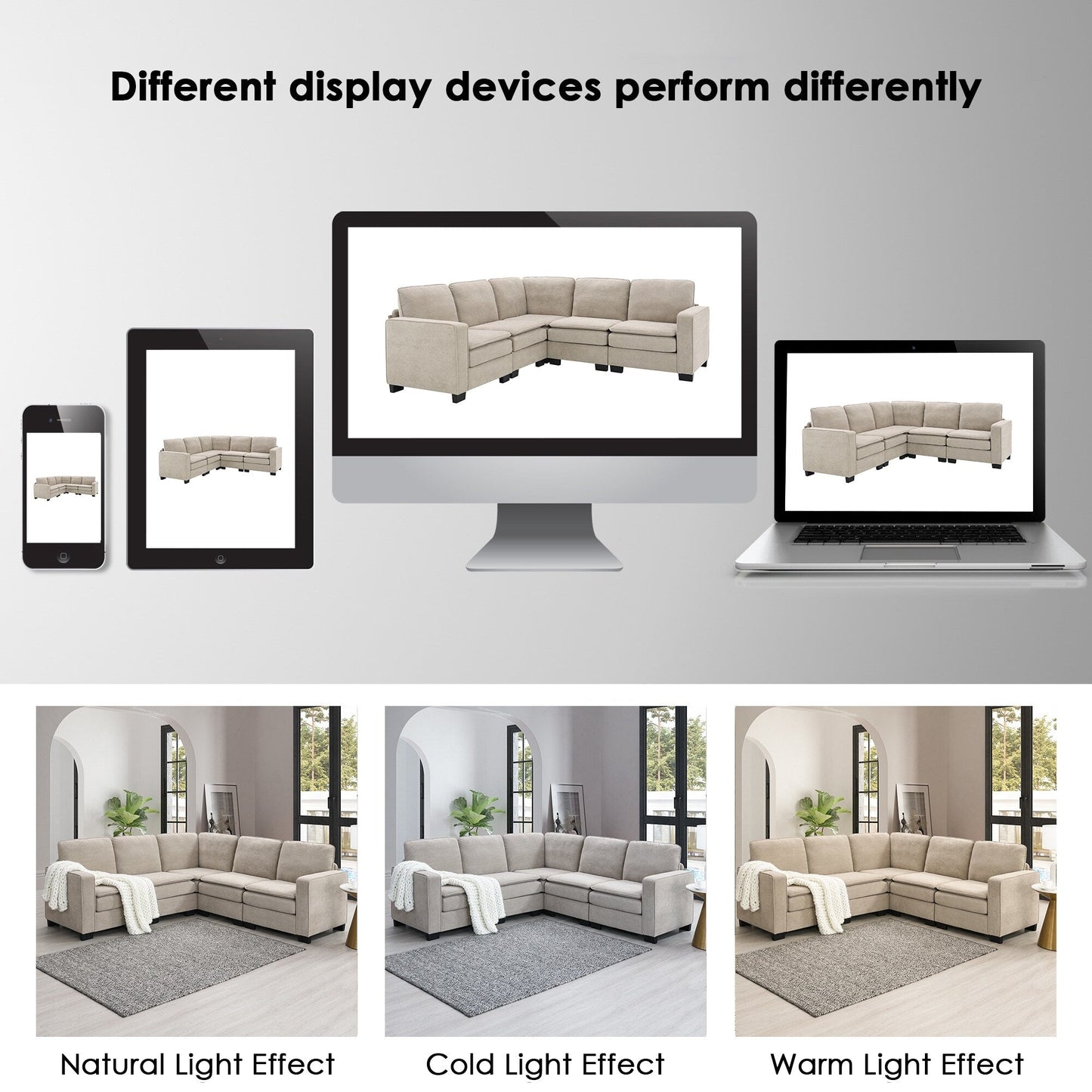 Divano componibile oversize a 5 posti a forma di L in velluto beige 89 con doppi cuscini per posti a sedere angolari