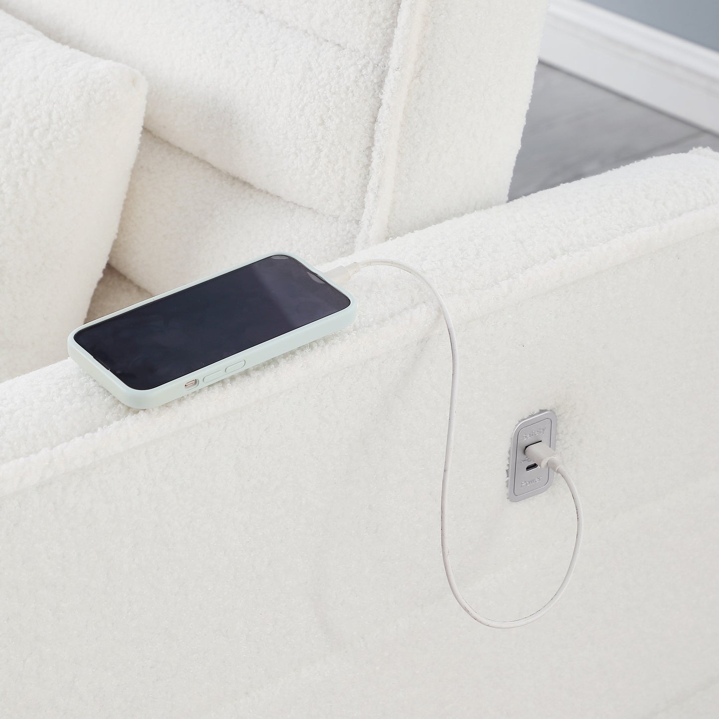 Divano letto trasformabile in divano a due posti beige Boucle